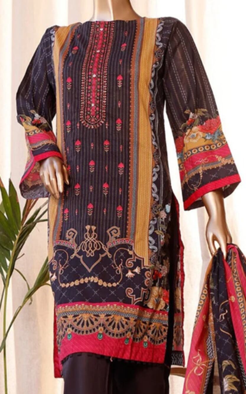 Bin Saeed Cotton Embroidered Floral Ready Made Lawn Dress XL